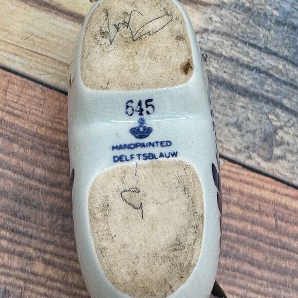 Delfts Blauw Hand‑Painted Mini Clog Shoe Windmill Blue White Holland Vintage - Picture 5 of 5